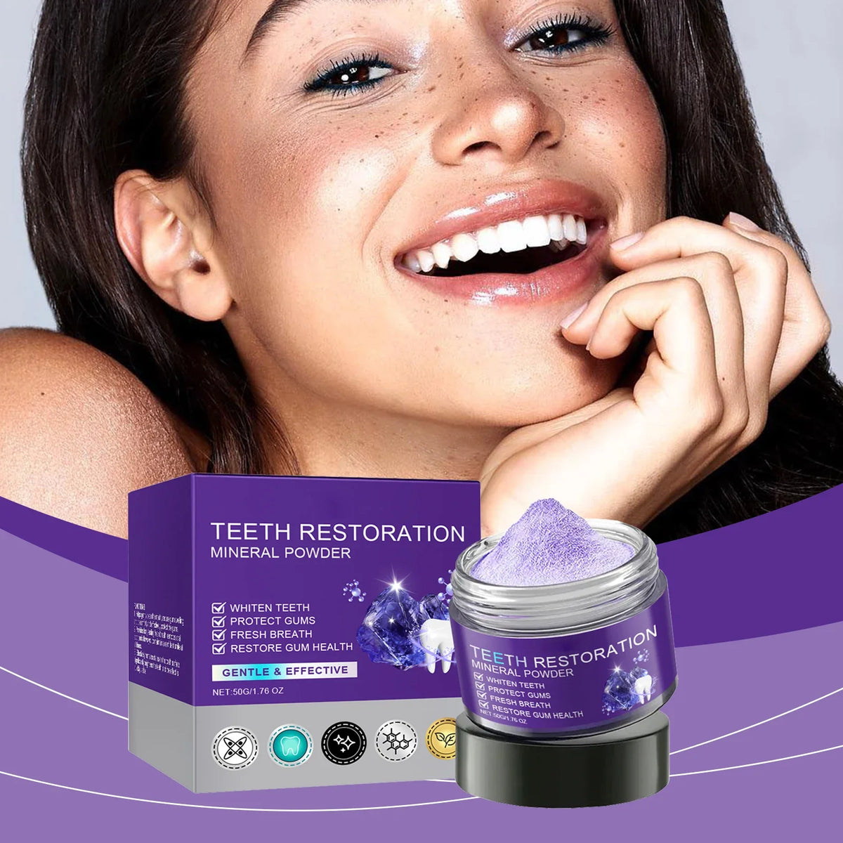 Purple Teeth Whitening Powder | Fresh Breath & Brighter Smile