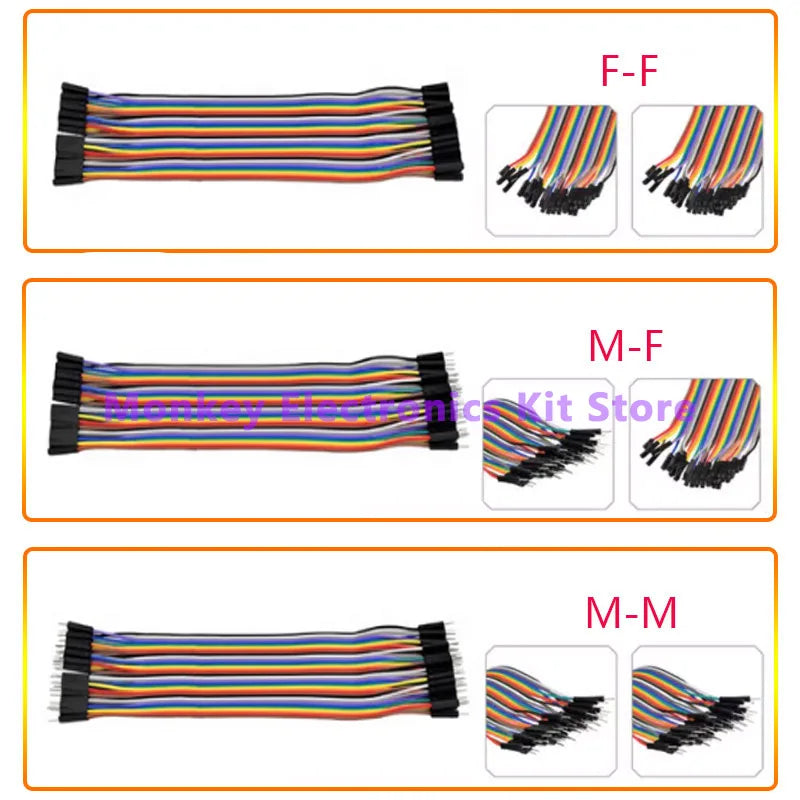 40-Pin Dupont Jumper Wires M/M M/F F/F – Arduino DIY Cables