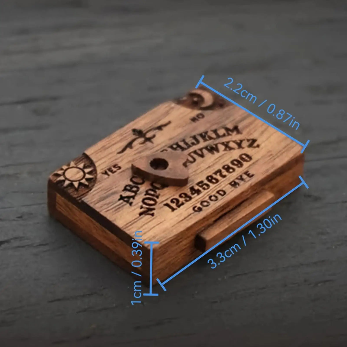 Miniature Wooden Spirit Board Decoration with Planchette