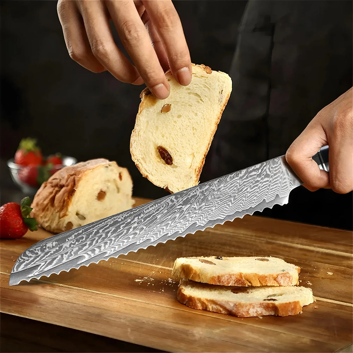 67-Layer Damascus Steel Bread & Cake Slicing Knife