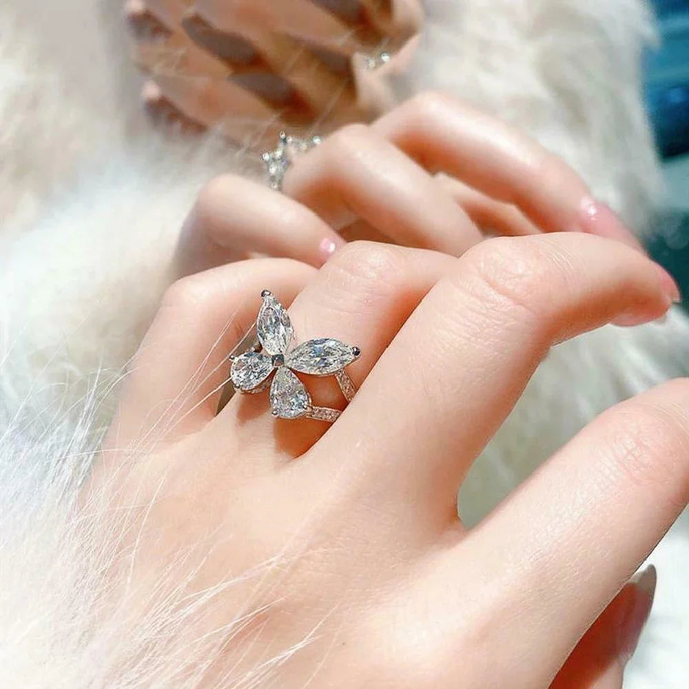 Huitan Butterfly Cubic Zirconia Ring for Women | Wedding Jewelry