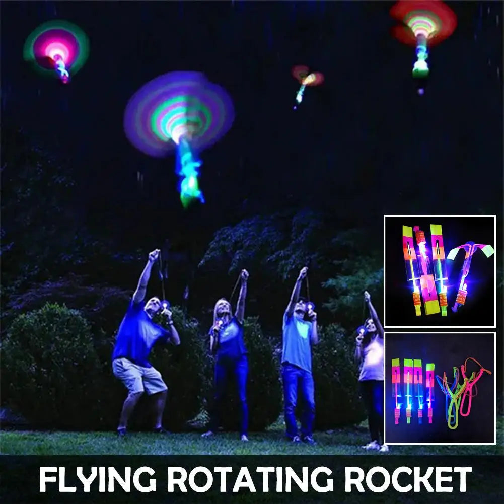10-Pack LED Light Rockets with Slingshot Launcher – Flying Toy