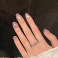 Handmade Purples French Press Nails Sweet Korean Bow Fake Full Cover