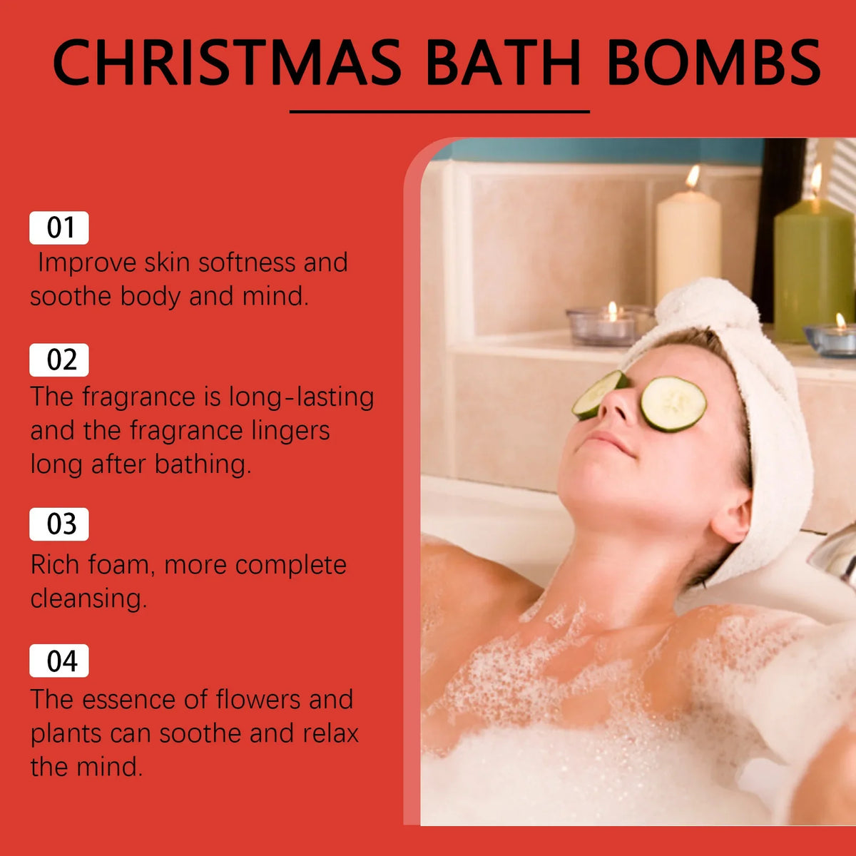 OceAura Christmas Spa Bath Bombs – Moisturizing Gift Set 120g