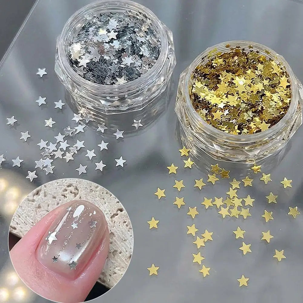 Silver Star Nail Glitter Sequins – Shiny Flakes & Charms