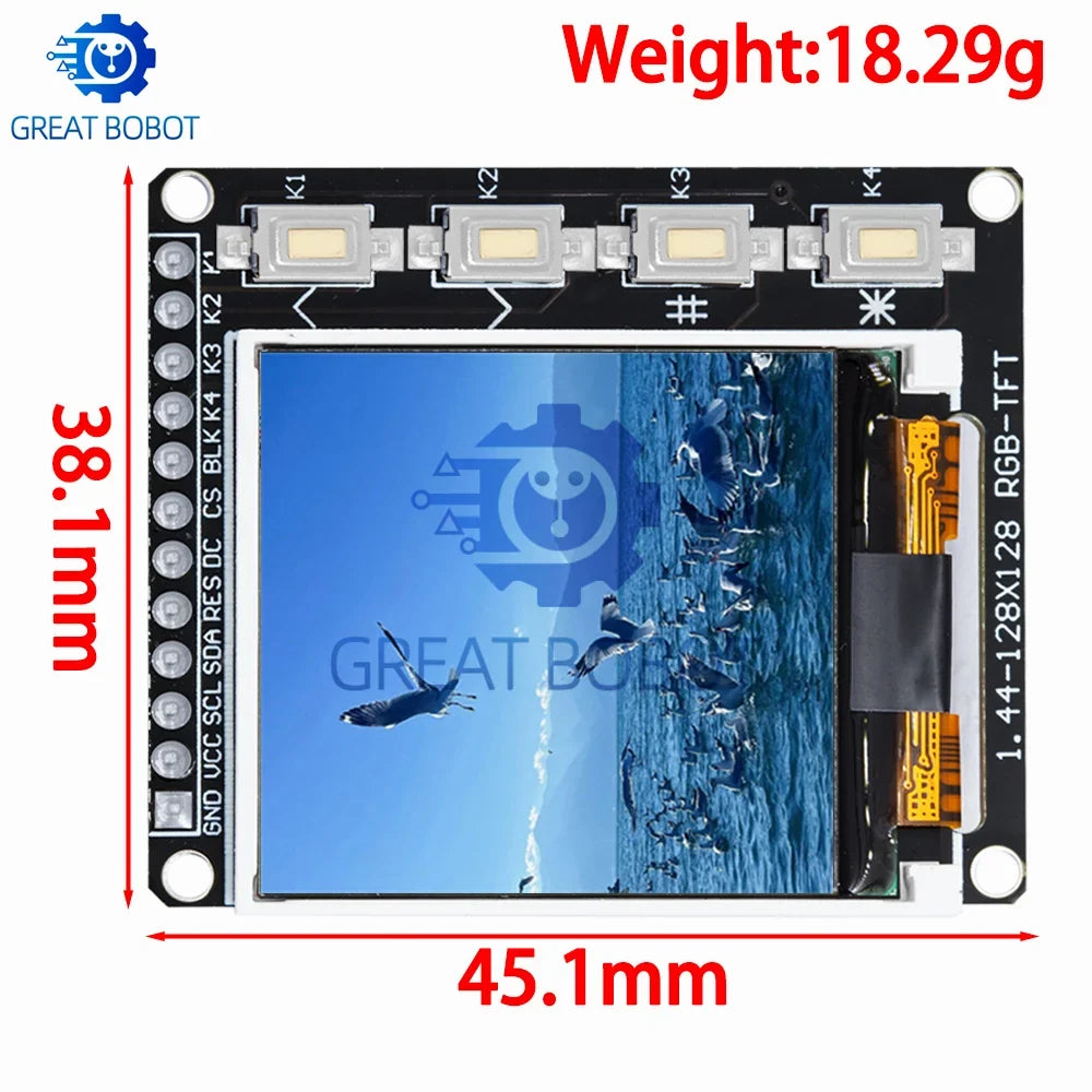 TFT Color LCD Module SPI 0.96–1.8" ST7735 ST7789 | 4-Key
