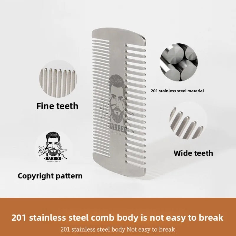 Men's Double-Sided Stainless Steel Beard & Mustache Comb