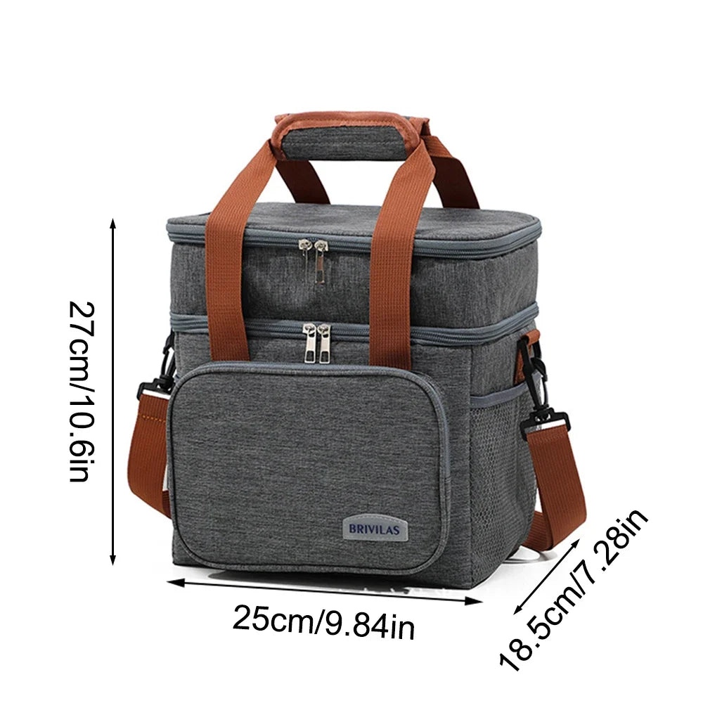 Fashion Crossbody Insulated Lunch Bag Large Capacity Thermal Food