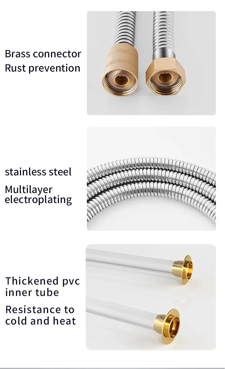 Flexible Stainless Steel Shower Hose with Brass Head | 1.5–3M