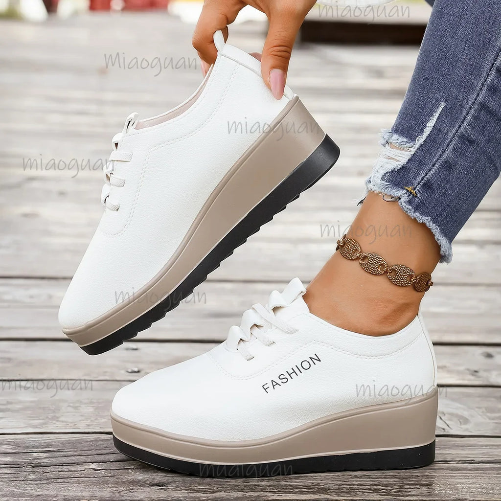 Women's Wedge Platform Sneakers – Height Increasing Lace-Up