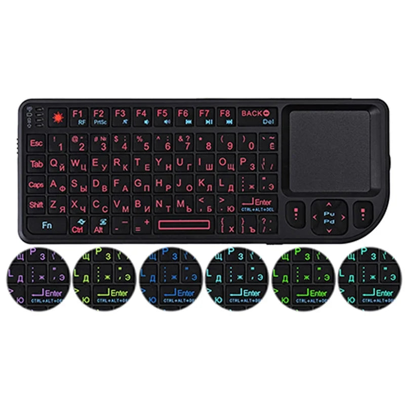 AyeBeau RGB Mini Wireless Keyboard Touchpad | French Spanish Russian