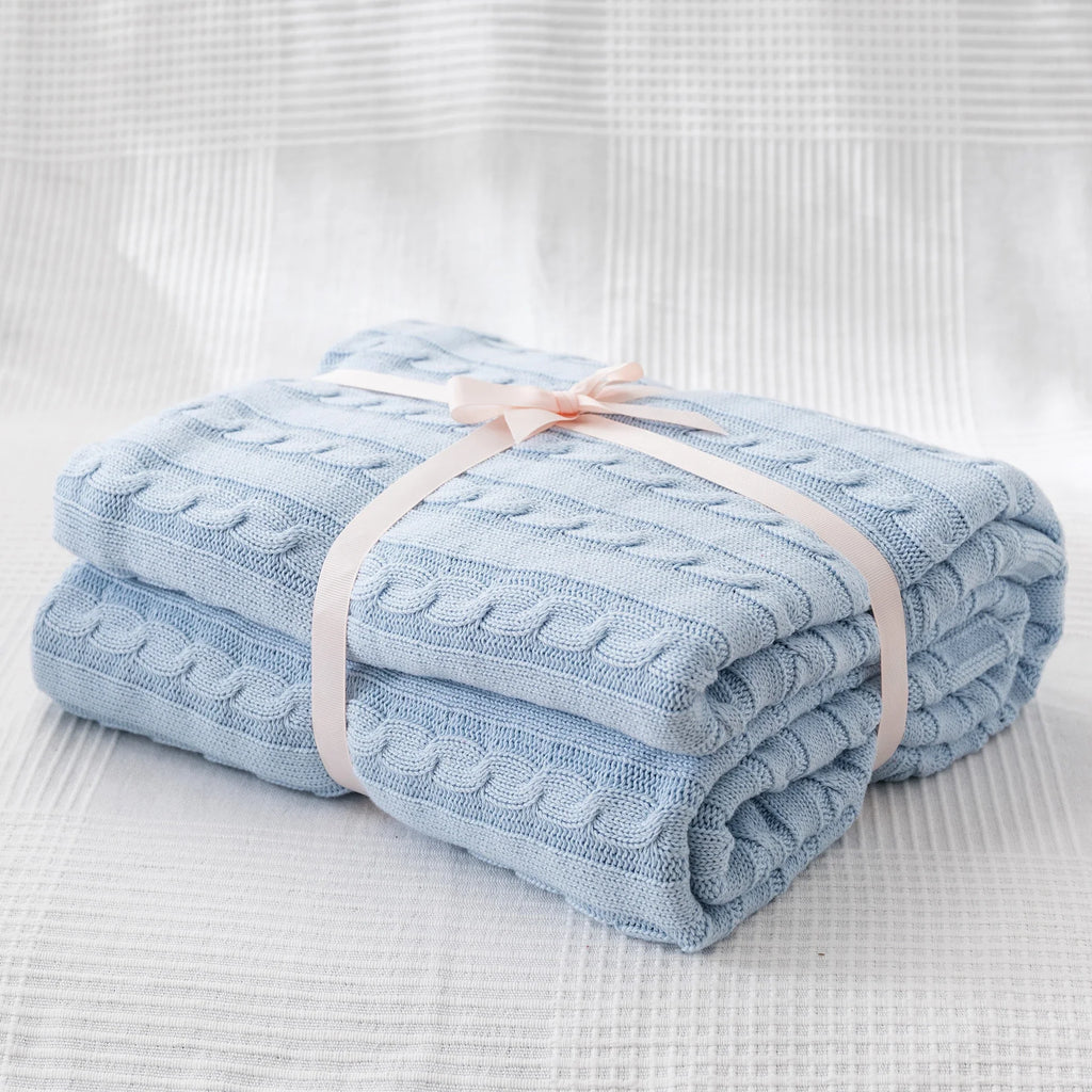 Battilo 100% Cotton Cable Knit Throw Blanket | Sofa & Bed