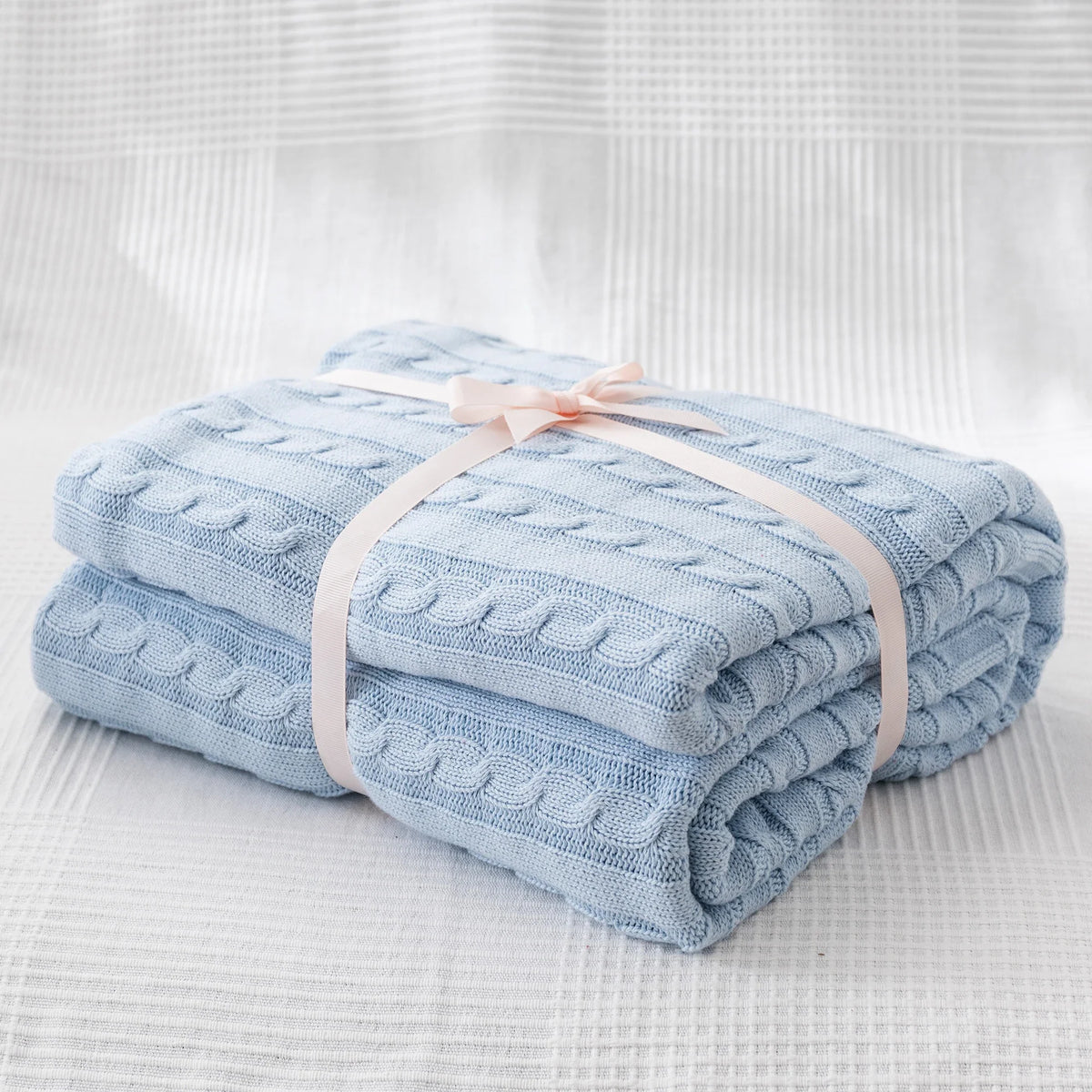 Battilo 100% Cotton Cable Knit Throw Blanket | Sofa & Bed
