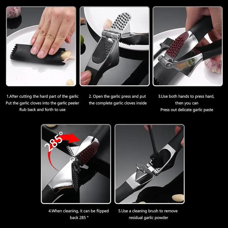 Zinc Alloy Garlic Press & Ginger Mincer – Non-Slip Handle