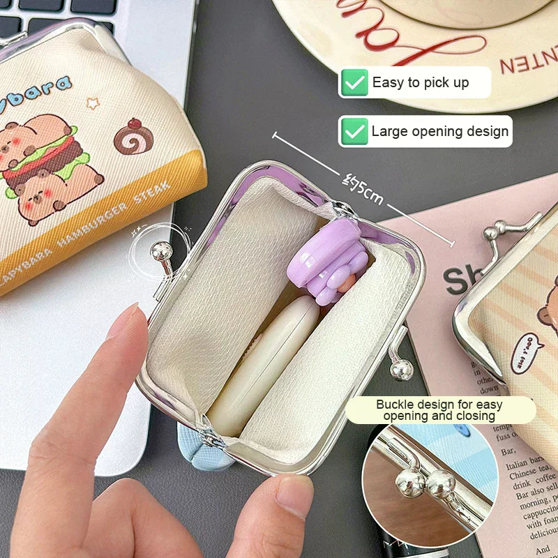 Cute Capybara Mini Coin Purse – PU Wallet for Kids & Gifts