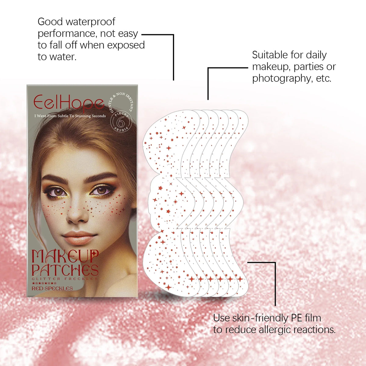 Glitter Freckle Temporary Tattoo Stickers – Metallic Star Face