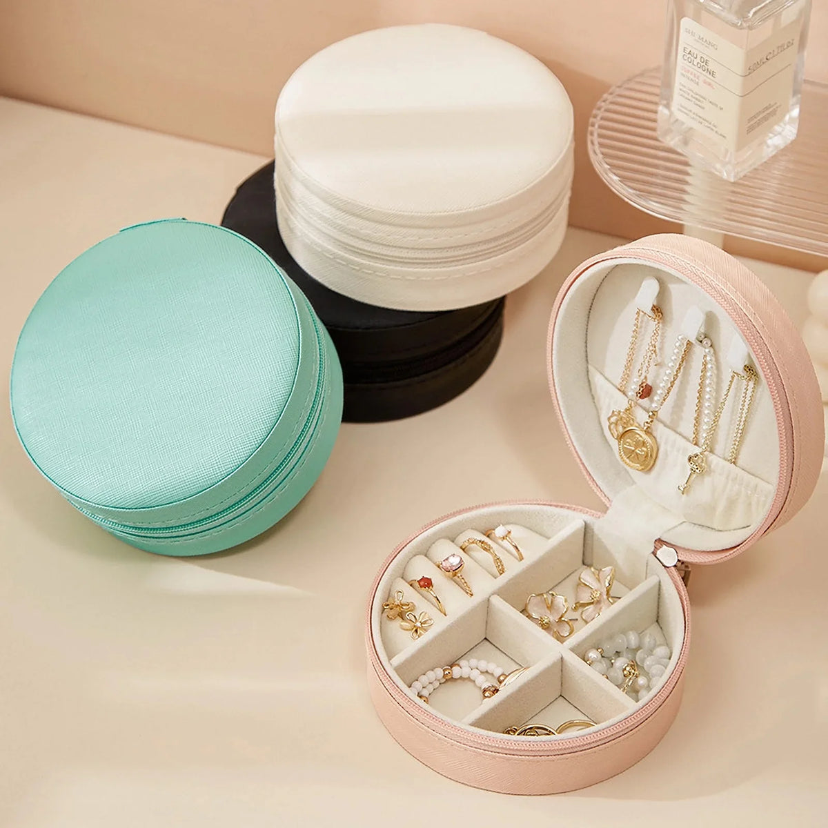 Small Travel Jewellery Organiser Storage Case Mini PU Leather Jewelry