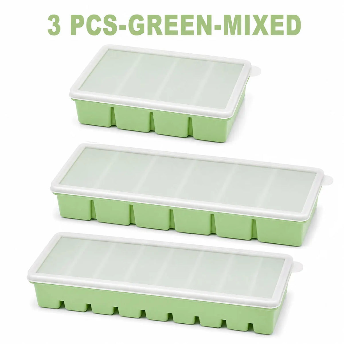 3-Piece Silicone Long Ice Cube Tray Set with Lids | Ice Stick Maker