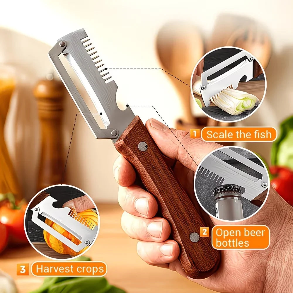 Stainless Steel Peeler with Wooden Handle | Fruit & Veg