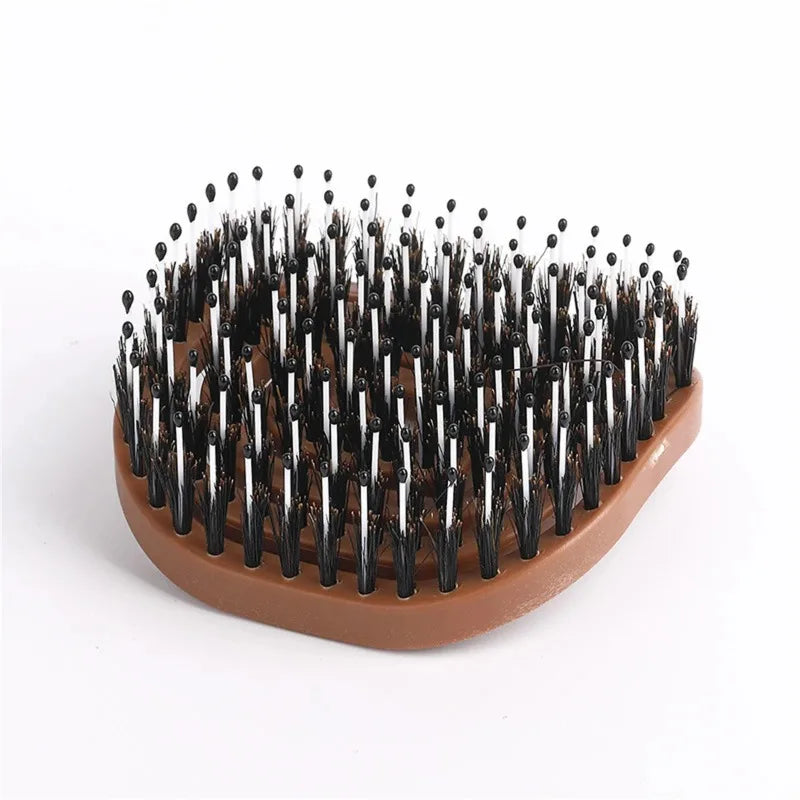 Portable Boar Bristle Hairbrush | Hollow Ventilated All Hair Types