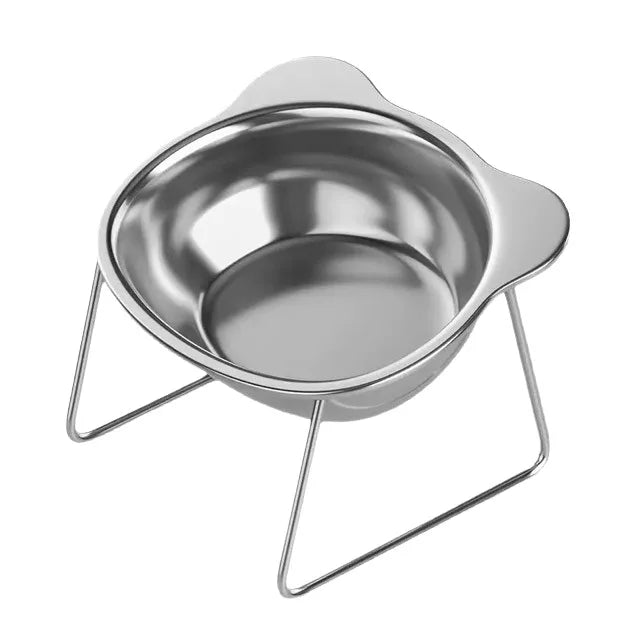 304 Stainless Steel Raised Cat Bowl | 15° Tilted Elevated Design