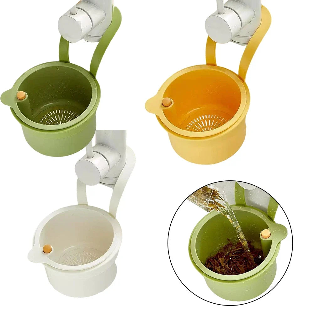 Sink Hanging Strainer Basket – Snap-On Faucet Drain Organizer