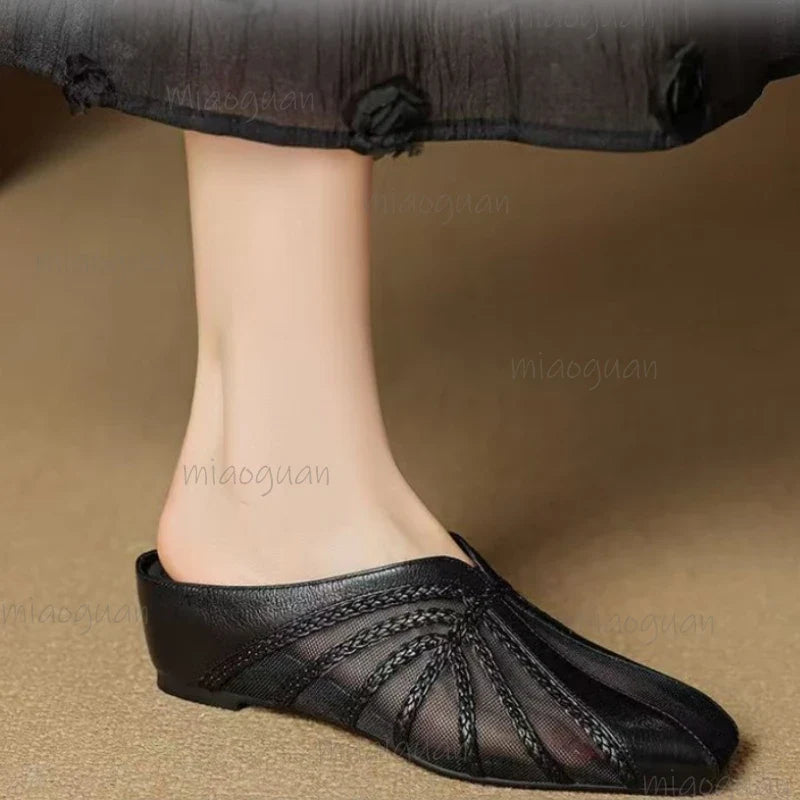 Women's Mesh Wedge Mule Slippers – Breathable Summer Shoes