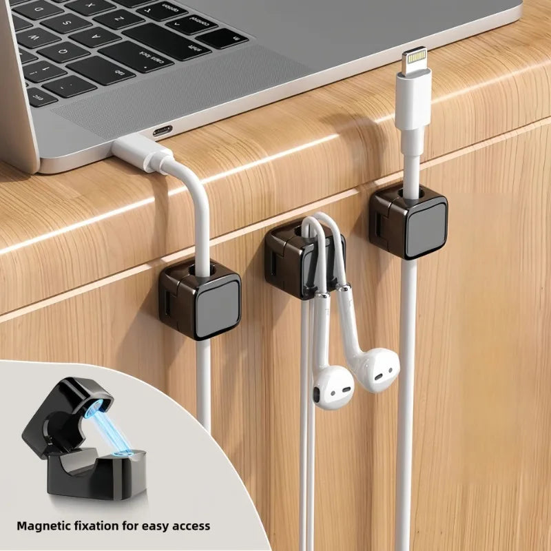 Magnetic Self-Adhesive Cable Organizer Clips | Desk Wire Management
