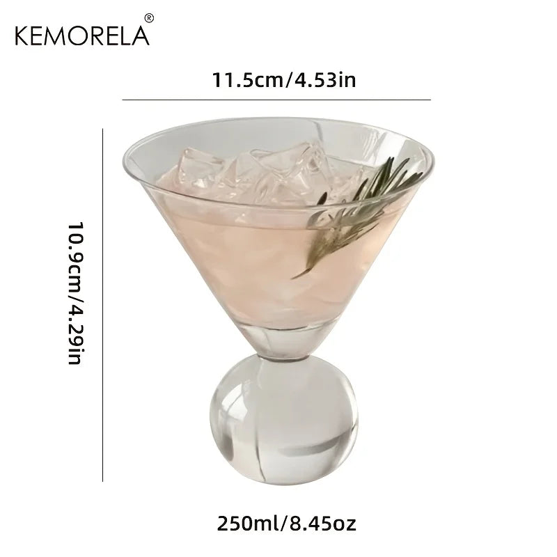 KEMORELA 260ml Beaded Martini Glass – Short Foot Cocktail Cup