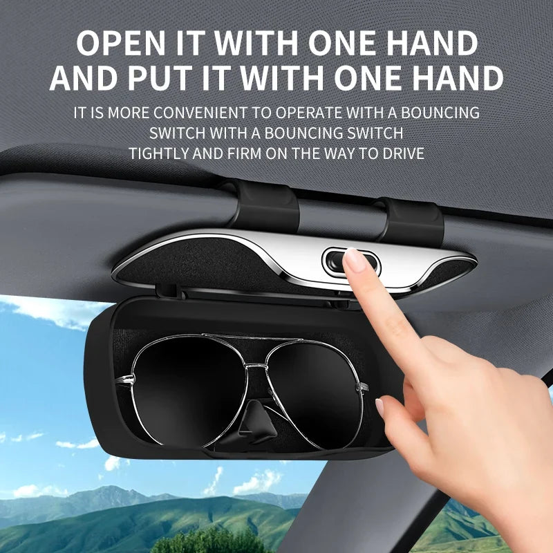 Car Sun Visor Sunglasses Holder & Eyeglass Case | Press Button
