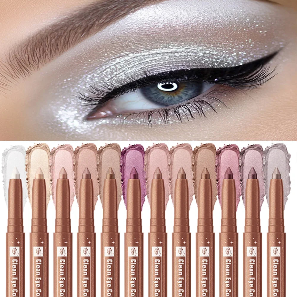 Lakerain 12-Color Eyeshadow Sticks – Waterproof Shimmer & Matte
