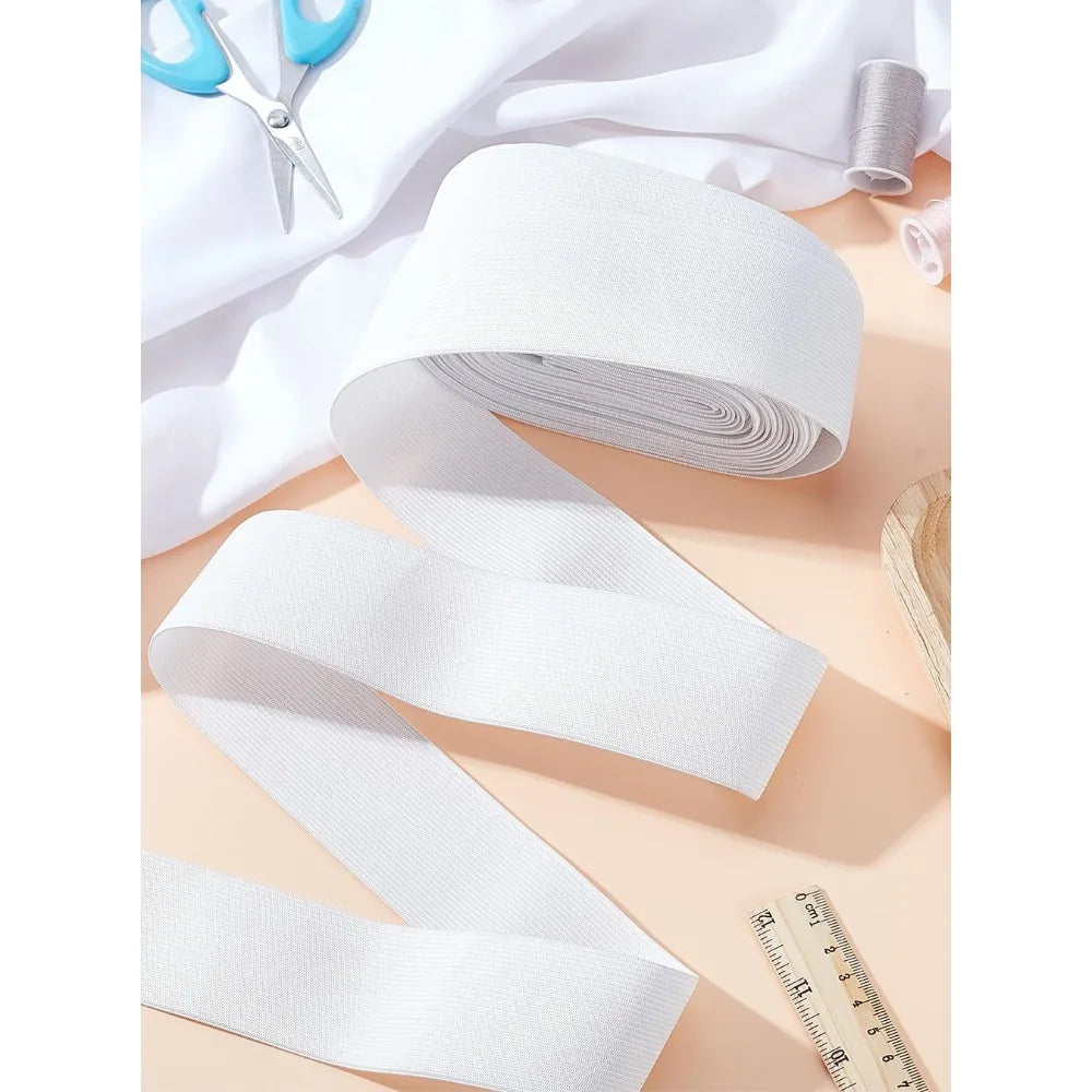 10M Flat Elastic Band 50mm White | Sewing & Garment Webbing