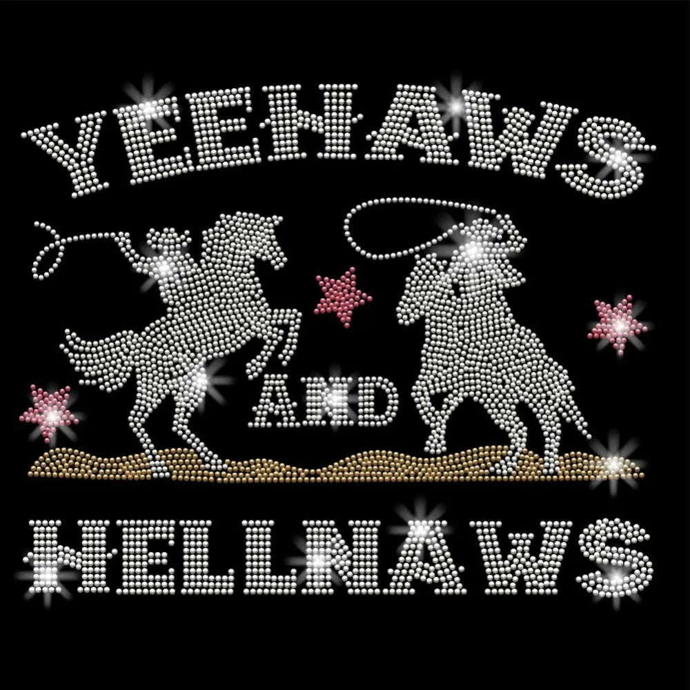 Glass Rhinestone Iron-On Patch – Cowboy Design 29.7x21cm
