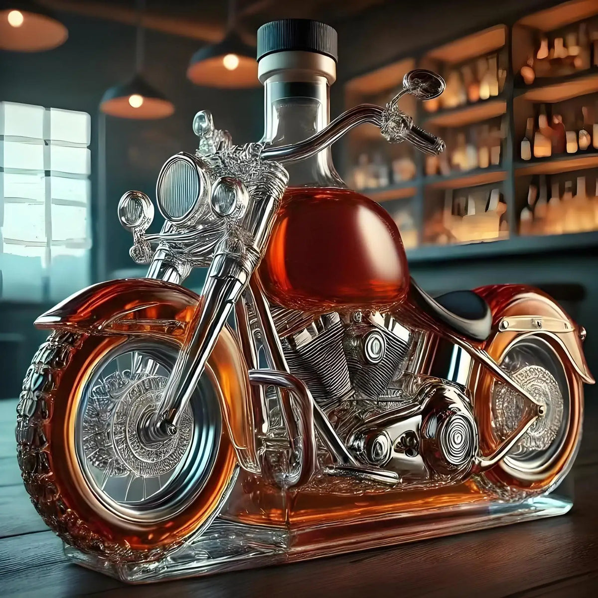 Motorcycle Whiskey Decanter – Unique Glass Barware Gift