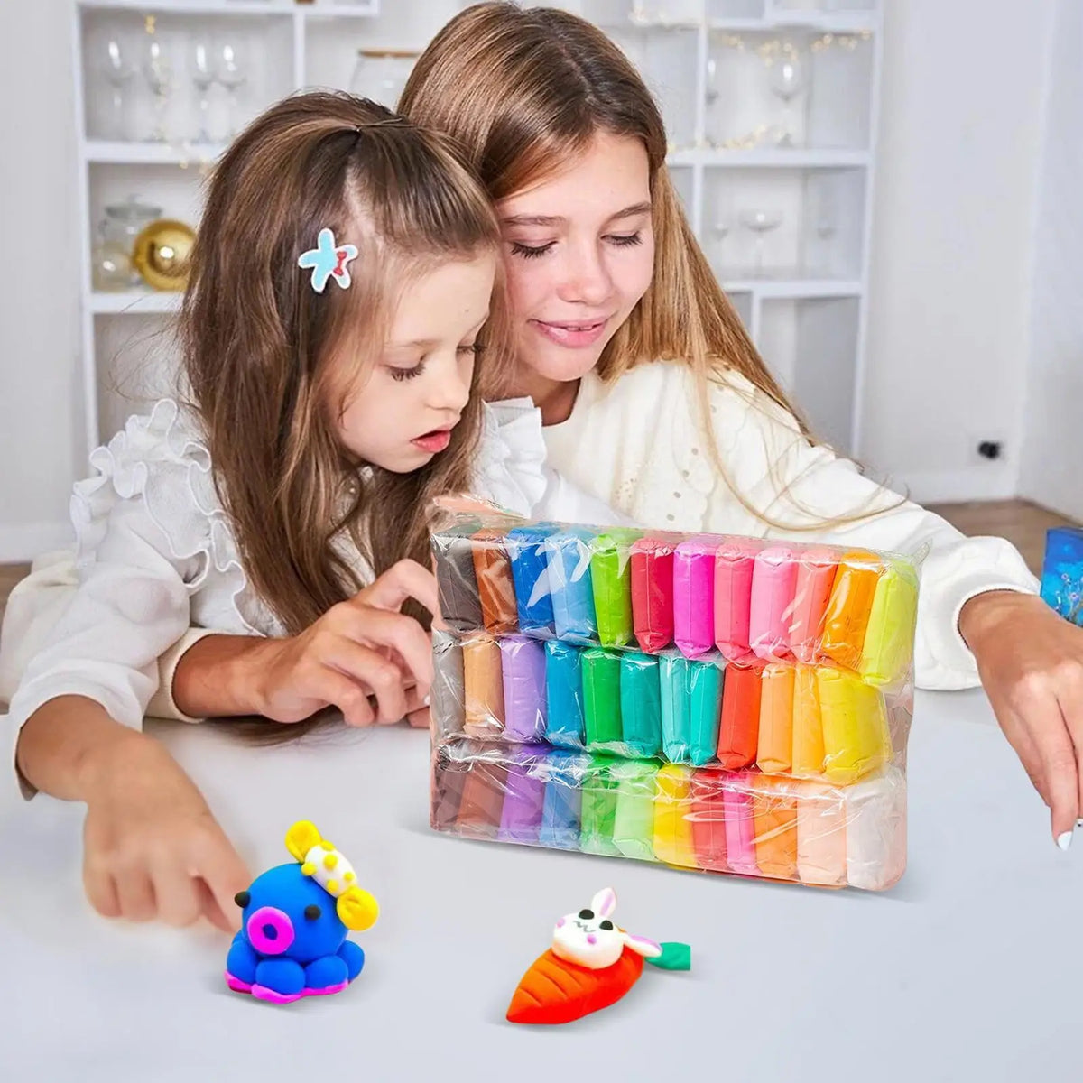 Air Dry Clay Set for Kids – 12/24/36 Non-Toxic Colors + Tools