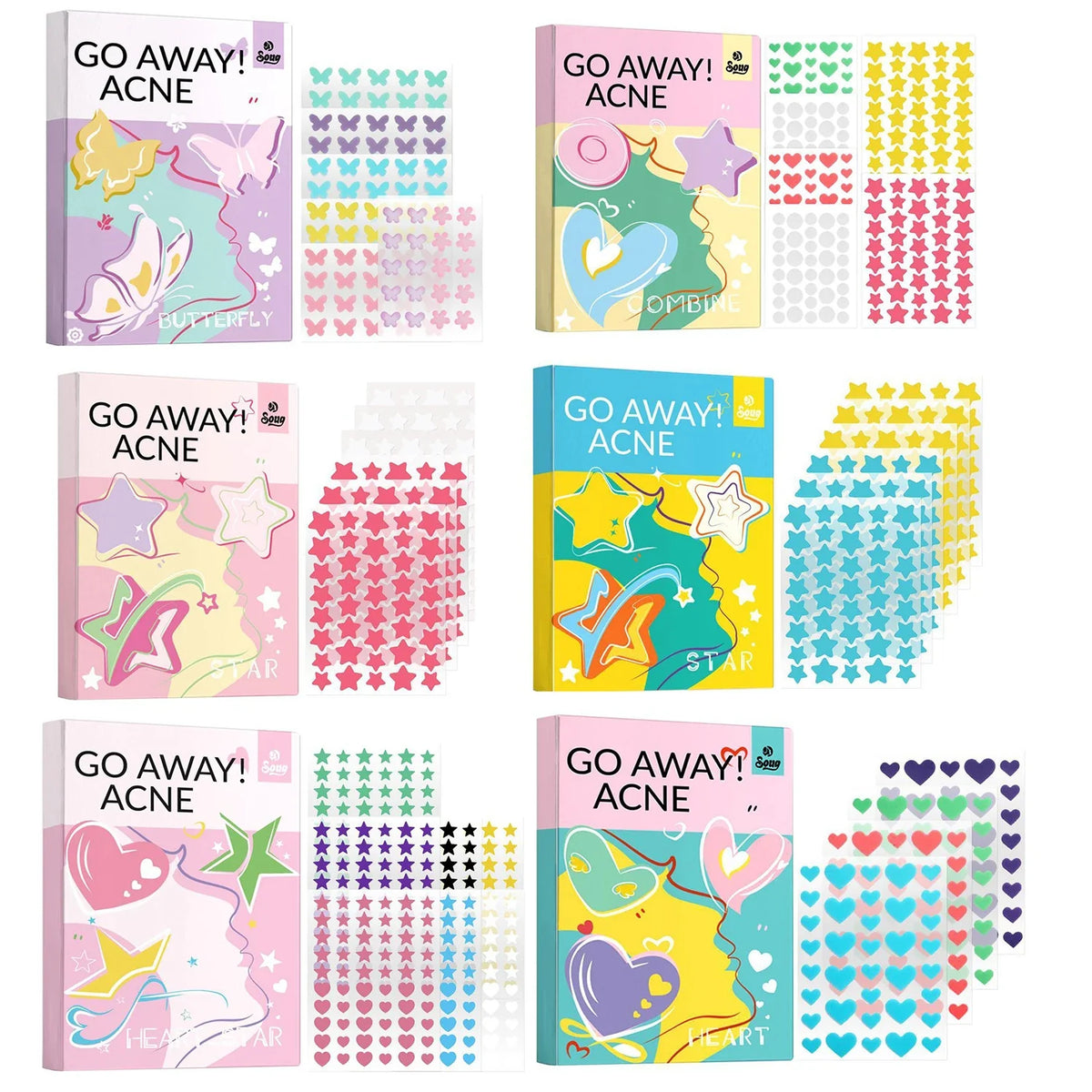 Cute Butterfly Heart Star Acne Pimple Patches – 120-420 Count
