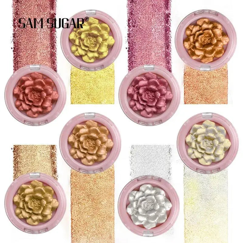 SAM SUGAR 3D Rose Highlighter Palette – Bronzer & Shimmer
