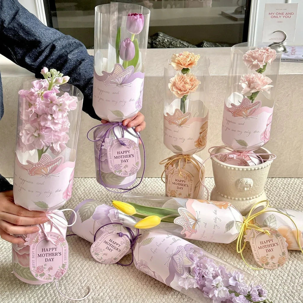 Rose Flower Bouquet Packaging Bags Wrapping Mother's Day Wedding