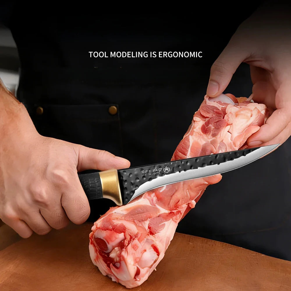 Hand-Forged Boning Knife with Sheath – BBQ & Steak Knife
