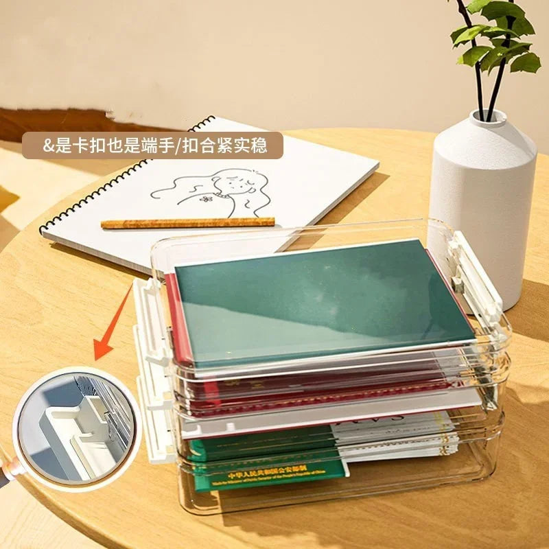 Transparent A4 Document File Storage Box | Paper Organizer