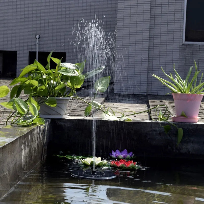 Solar Fountain Outdoor Pool Floating Seven Colorful Lights Garden