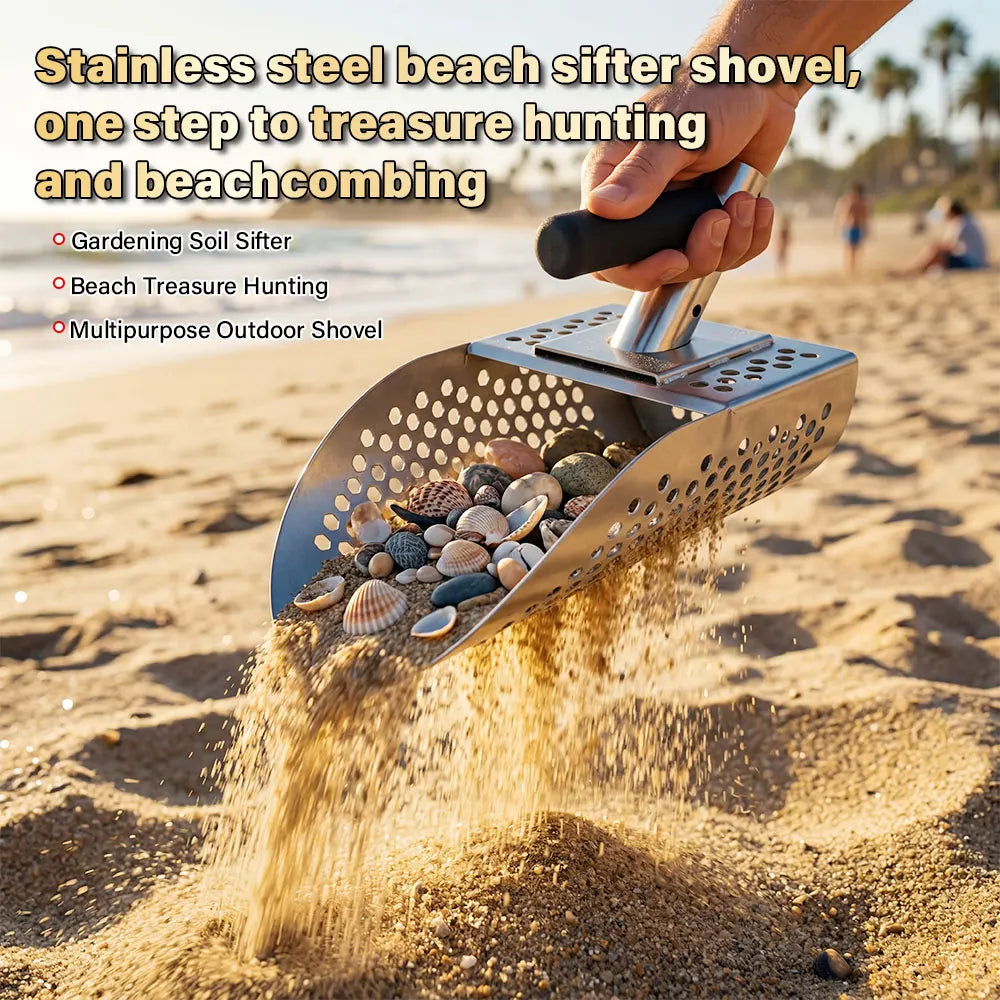 Portable Stainless Steel Metal Detecting Sand Scoop Shovel Beach