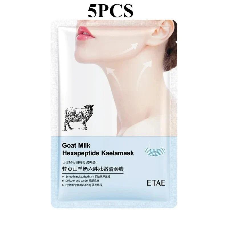 BIOAOUA Goat Milk & Six Peptide Firming Neck Mask – 5 Pack