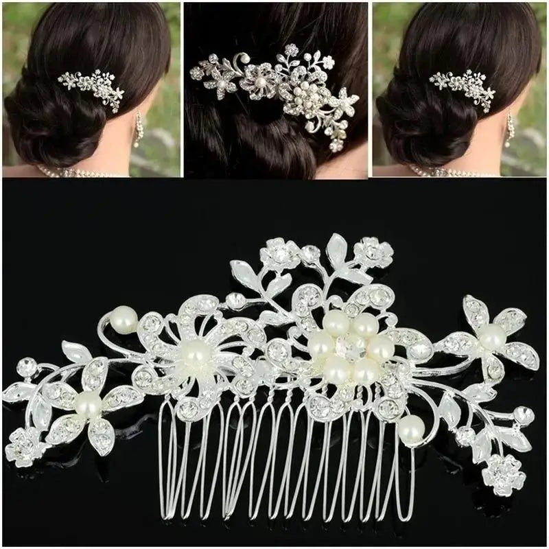 Rhinestone Bridal Hair Comb Alloy Crystalpearl Tiaras Crystal