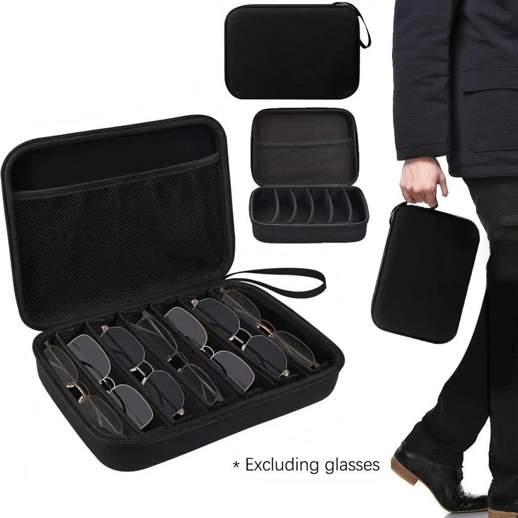 Portable Glasses Case 6 7 Adjustable Compartments Travel Storage Box