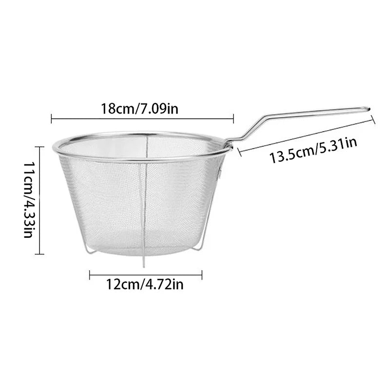 French Chip Frying Strainer Basket Stainless Steel Deep Fry Kitchen