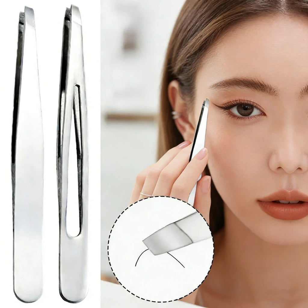 Stainless Steel Slant & Point Tweezers – Eyebrow & Ingrown Hair