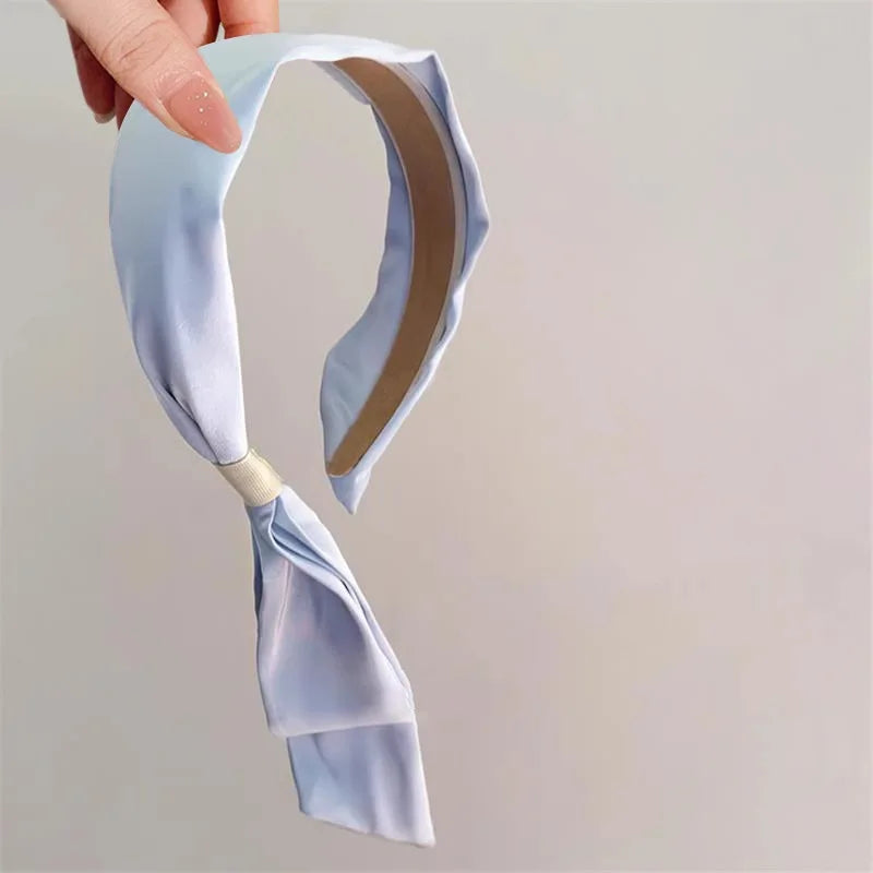 Elegant Solid Ribbon Hairband Women Girls Sweet Hair Ornament