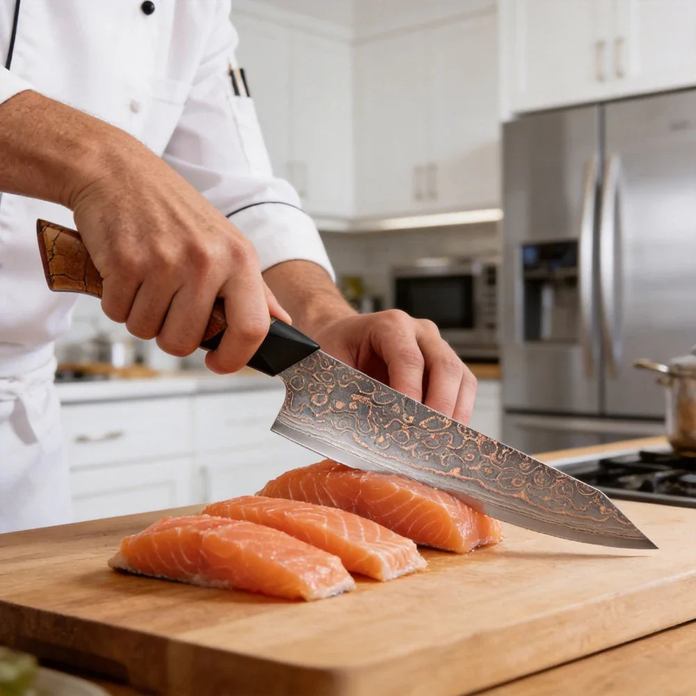 XITUO 8-Inch Damascus Steel Chef Knife – Wood & G10 Handle