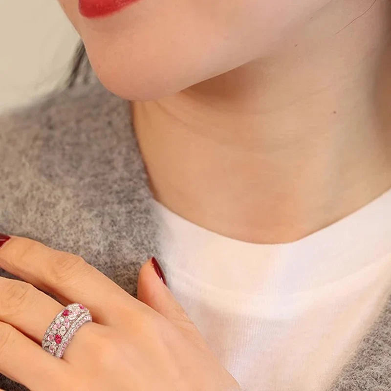 Huitan Colorful Sparkling CZ Women's Fashion Ring | Sizes 5–14